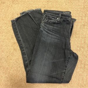 AG Adriano Goldschmied The Stevie Ankle, slim straight ankle, frayed hem. 28R